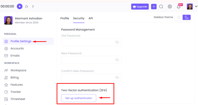 Set up two-factor authentication for your account on WebWork