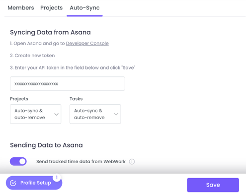 Asana integration WebWork auto sync