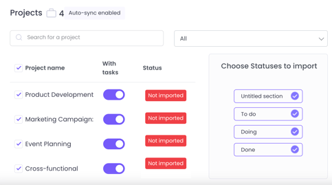 Asana integration WebWork imported