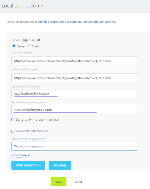 Bitrix24 WebWork integration local aplication 1