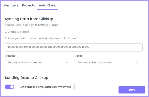 Ckickup WebWork integratin auto-sync