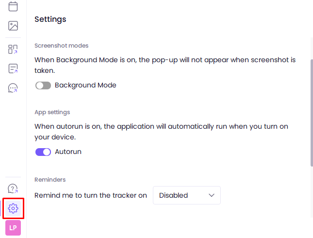 WebWork Desktop Time Tracker Settings