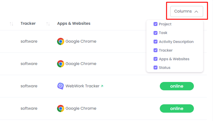 real-time monitoring view on WebWork