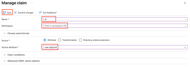 Editing basic SAML configuration for WebWork in Azure