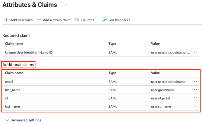Adding namespace URL for userprincipalname claim