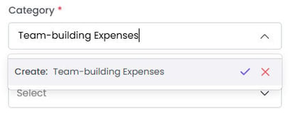 The “Category” option in the “New Expense” window on WebWork’s Expense Tracking page.