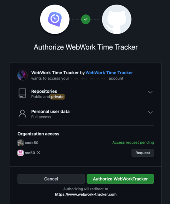 GitHub integration WebWork Authorize