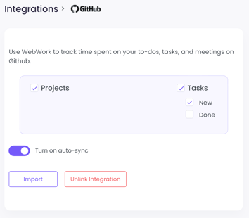 GitHub integration WebWork import