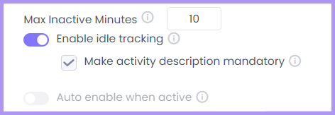 Idle time settings WebWork tracker