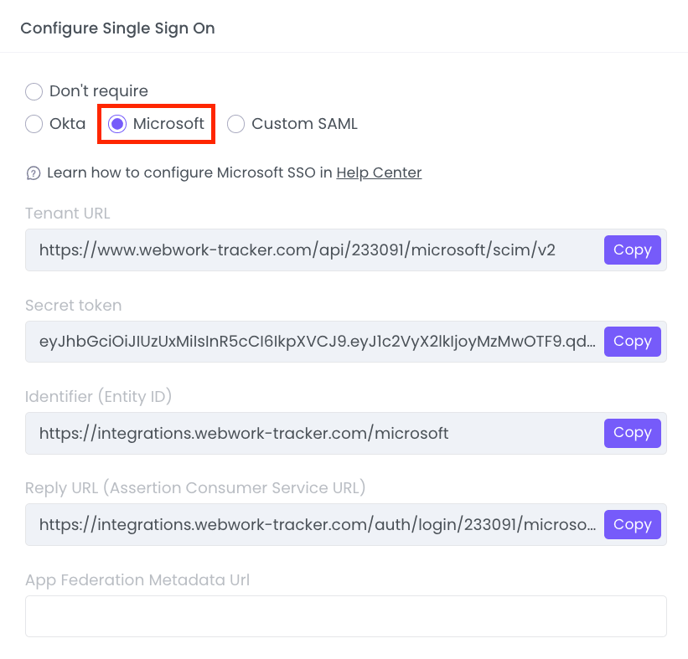 WebWork Microsoft SSO Configuration