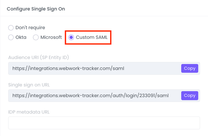 WebWork Custom SAML SSO Configuration