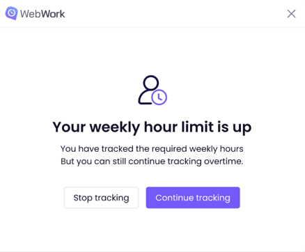 Overtime Tracking Pop-Up on WebWork