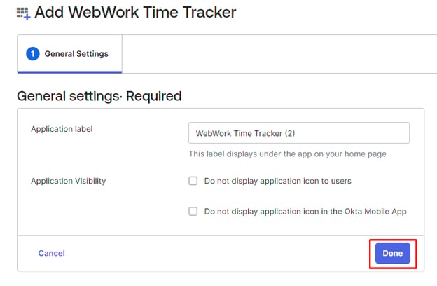 Adding WebWork in Okta