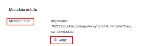 Okta Metadata details page