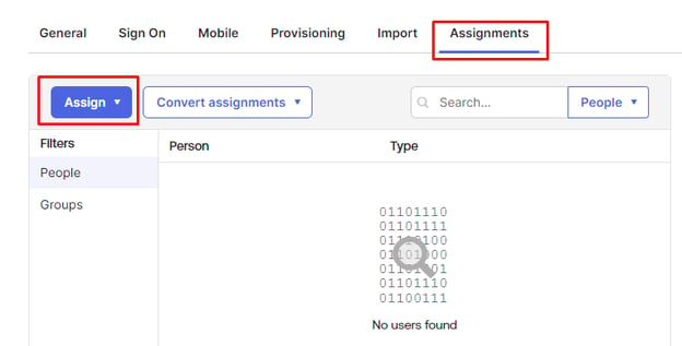 The settings for WebWork in Okta