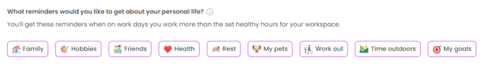 Work-life balance reminders about personal life on WebWork Time Tracker