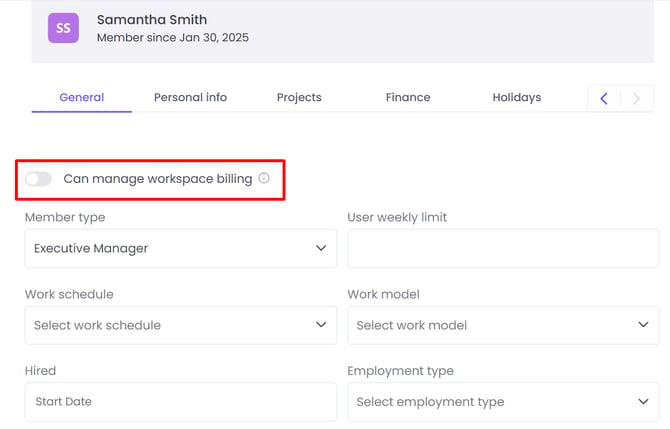 permission to manage workspace billing on WebWork
