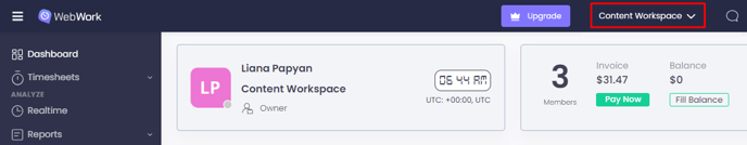 Change Workspace on WebWork