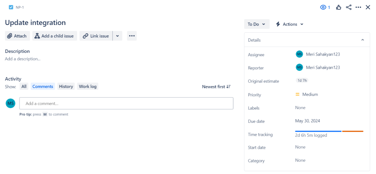 Sent Tracked Hours Interface In Jira