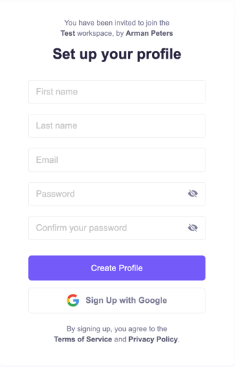 WebWork Tracker Sign Up Page 