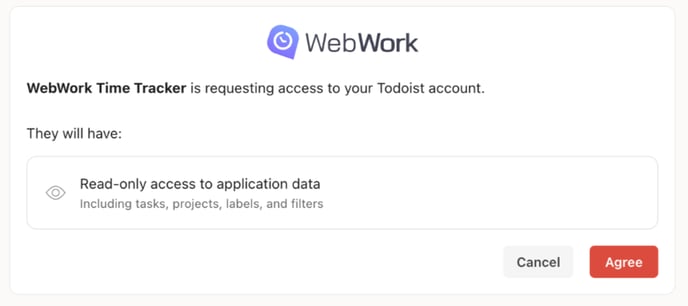 WebWork access to Todoist account.