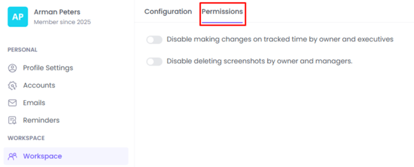 WebWork Time Tracker Workspace Permission User Settings 