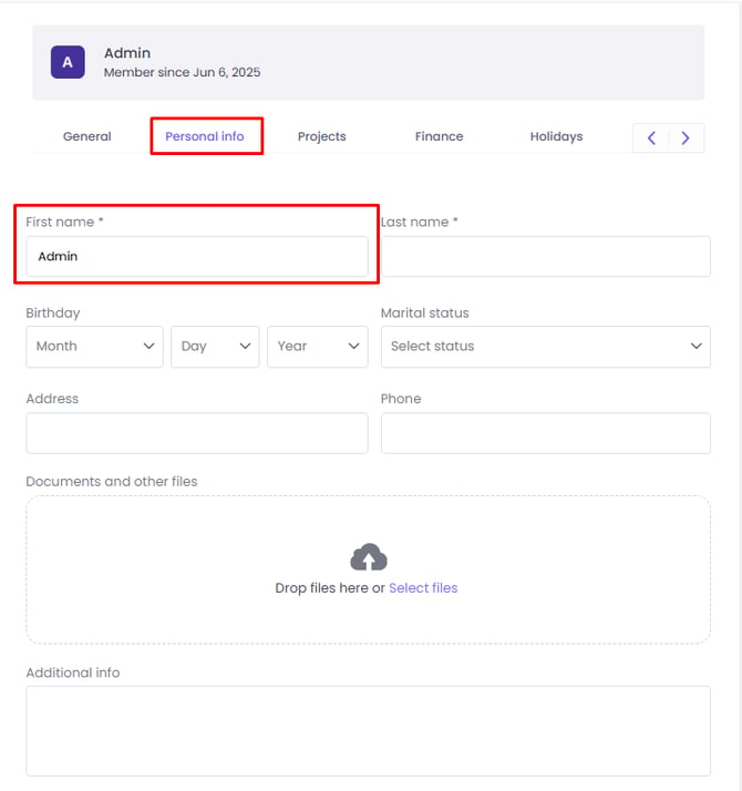 Members Information in WebWork