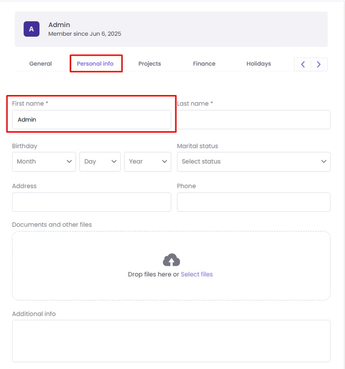 Members Information in WebWork