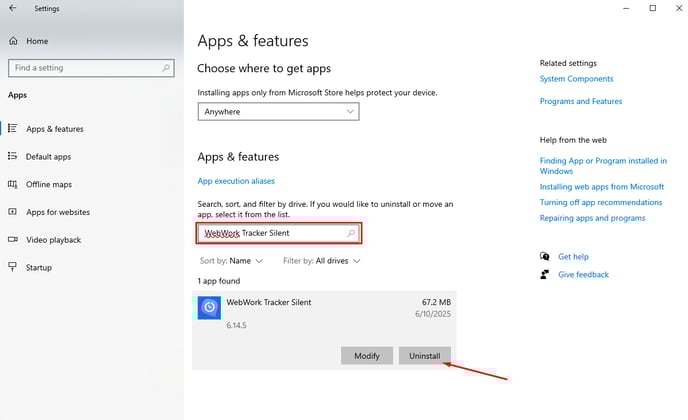 WebWork Silent Tracker Uninstallation Instruction for Windows 