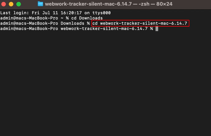 WebWork Silent Tracker installation commands 