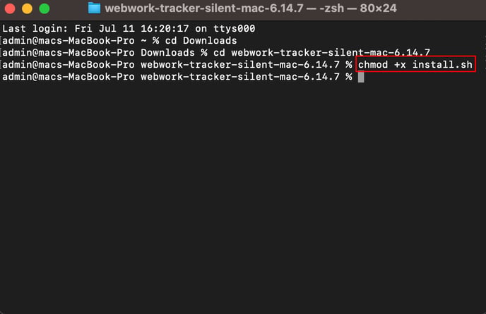 WebWork Silent Tracker installation commands 