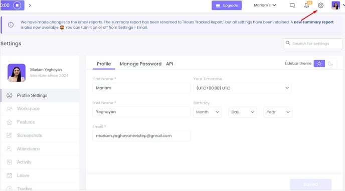 WebWork User Settings Interface