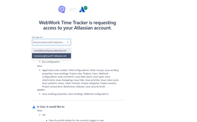 WebWork Tracker  Requesting Access to the Atlassian Account Interface