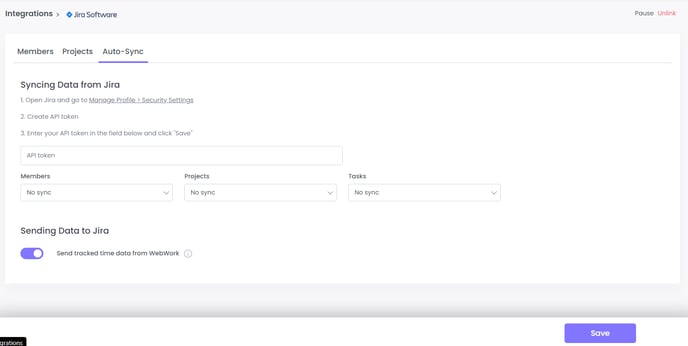 WebWork - Jira Integration Auto-Sync Tab Interface