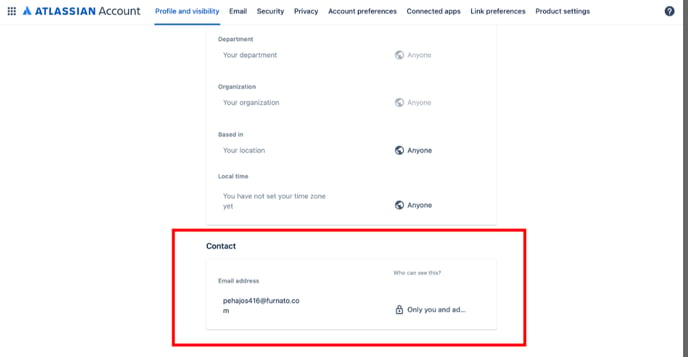 Atlassian Account Profile And Visibility Interface 