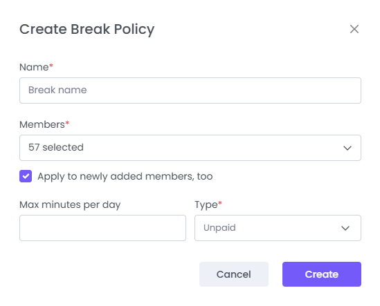 create Break Policies in WebWork Time Tracker