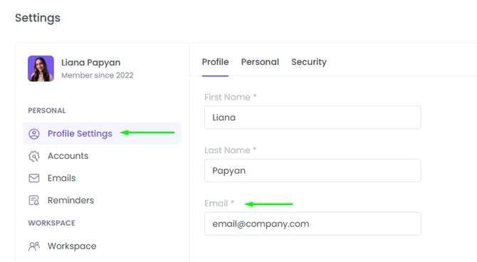 change account email address in WebWork