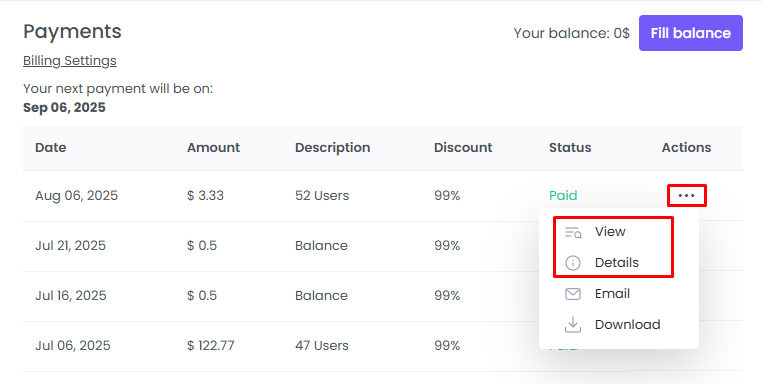 View Invoices of WebWork Time Tracker