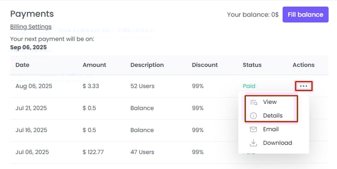 View Invoices of WebWork Time Tracker