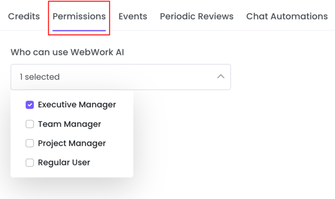 WebWork AI Permissions Settings