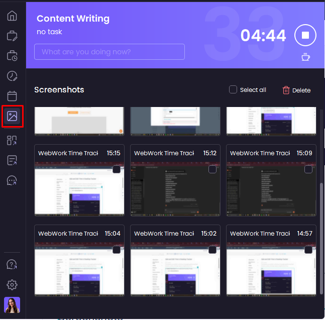 screenshots in WebWork Desktop App