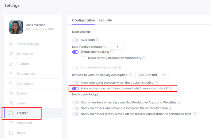 Monitor Settings on WebWork