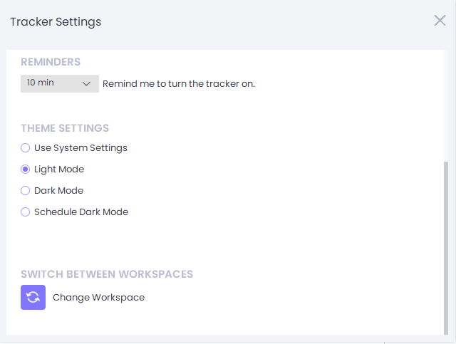 WebWork Expanded Tracker App Settings