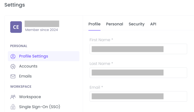 WebWork profile page showing SSO email address