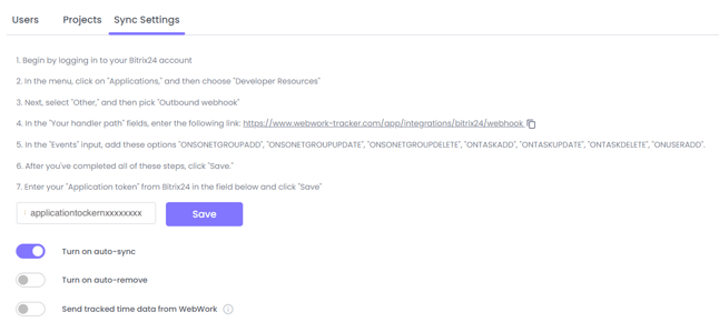 Bitrix24 WebWork integtation auto sync