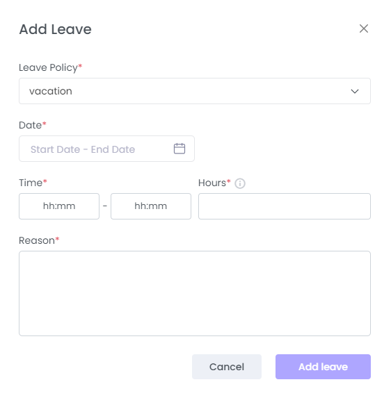 Leave Request Pop-Up on WebWork
