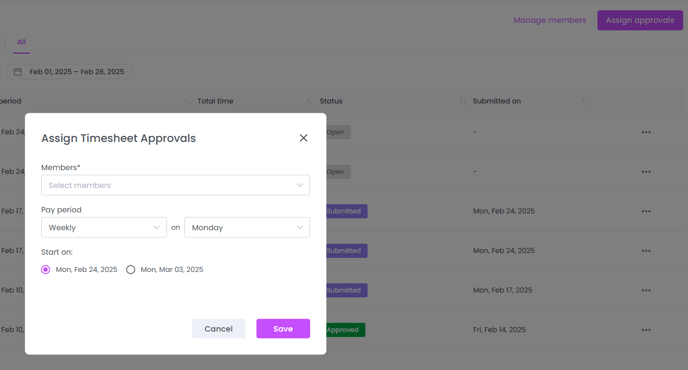 Assign Timesheet Approvals on WebWork