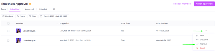 Approve Timesheets on WebWork
