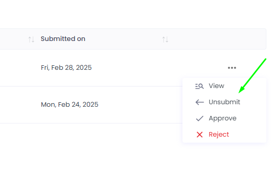 How to unsubmit a timesheet