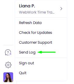 Send Log on WebWork